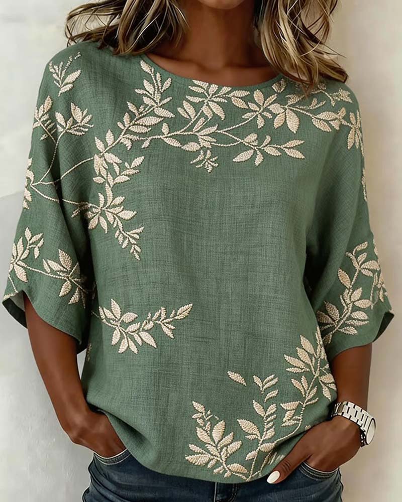 Blouse Col Rond Manches Chauve Souris Rayée