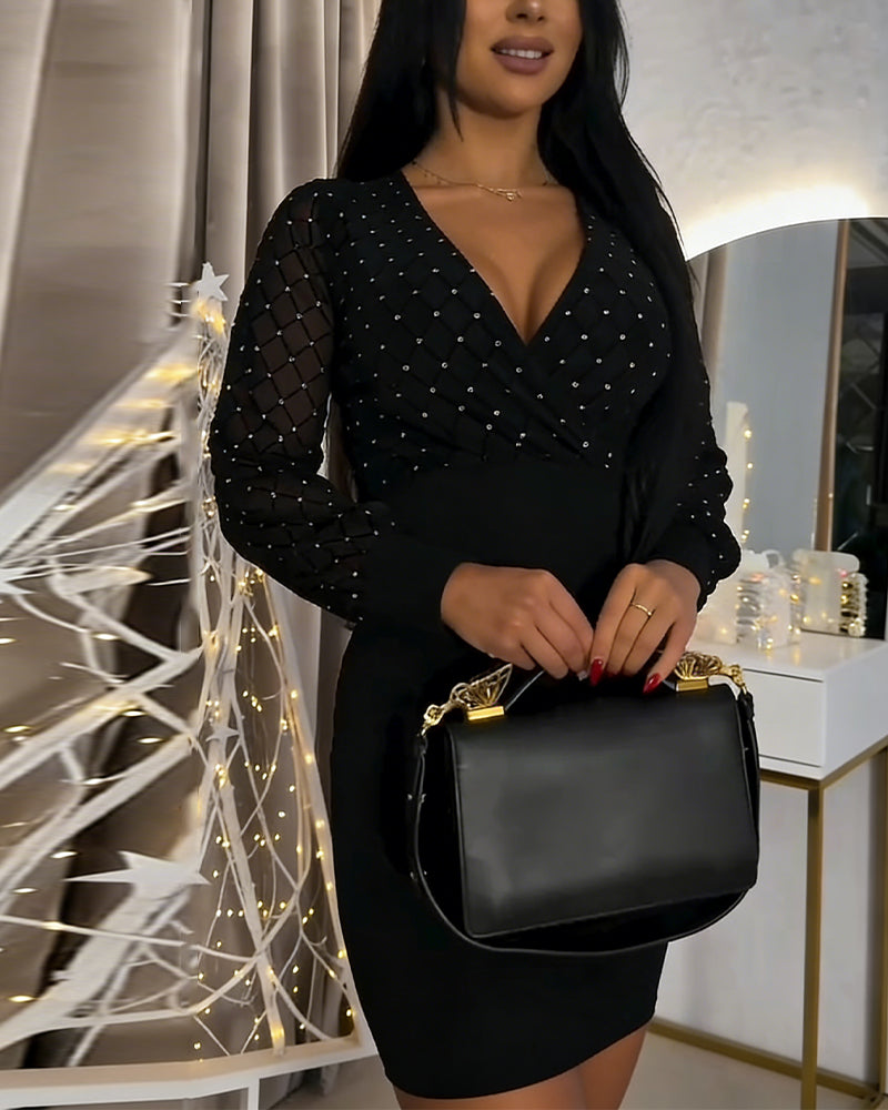 Robe Sexy Profond Décolleté en V Maille Moulante