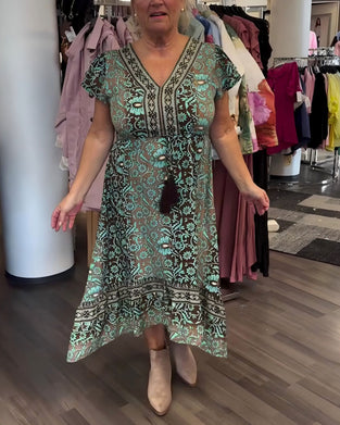 Robe Vintage Imprimé Floral Manches Mi-Longues