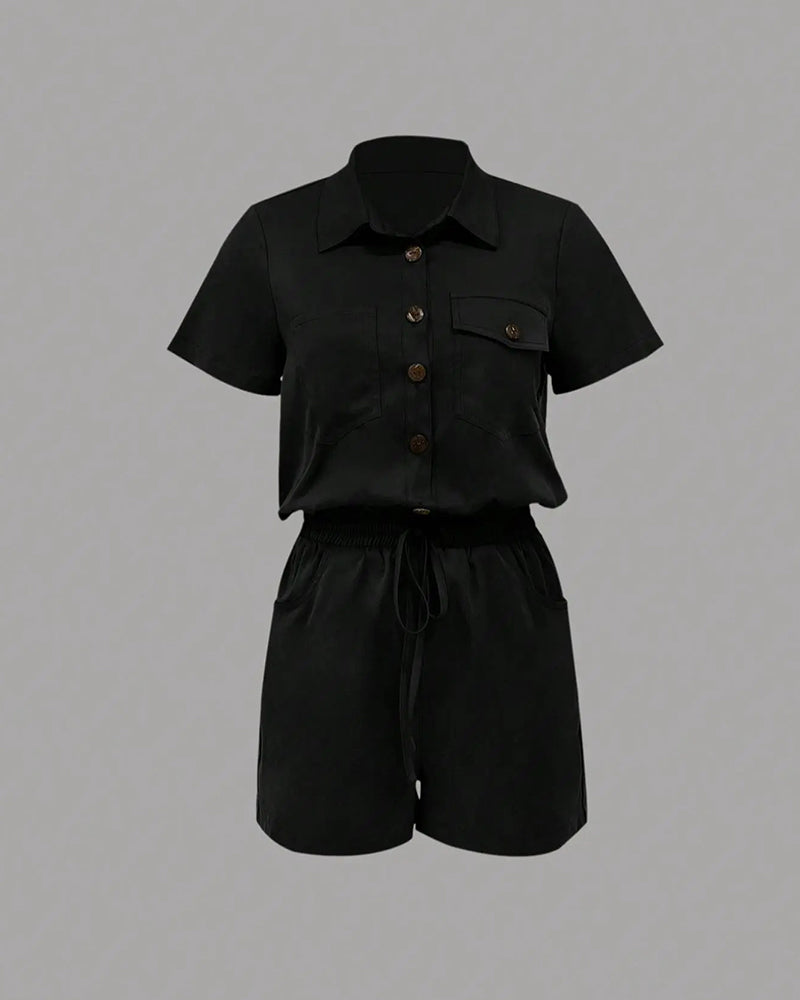 Combinaison Poche Bouton Taille Élastique
