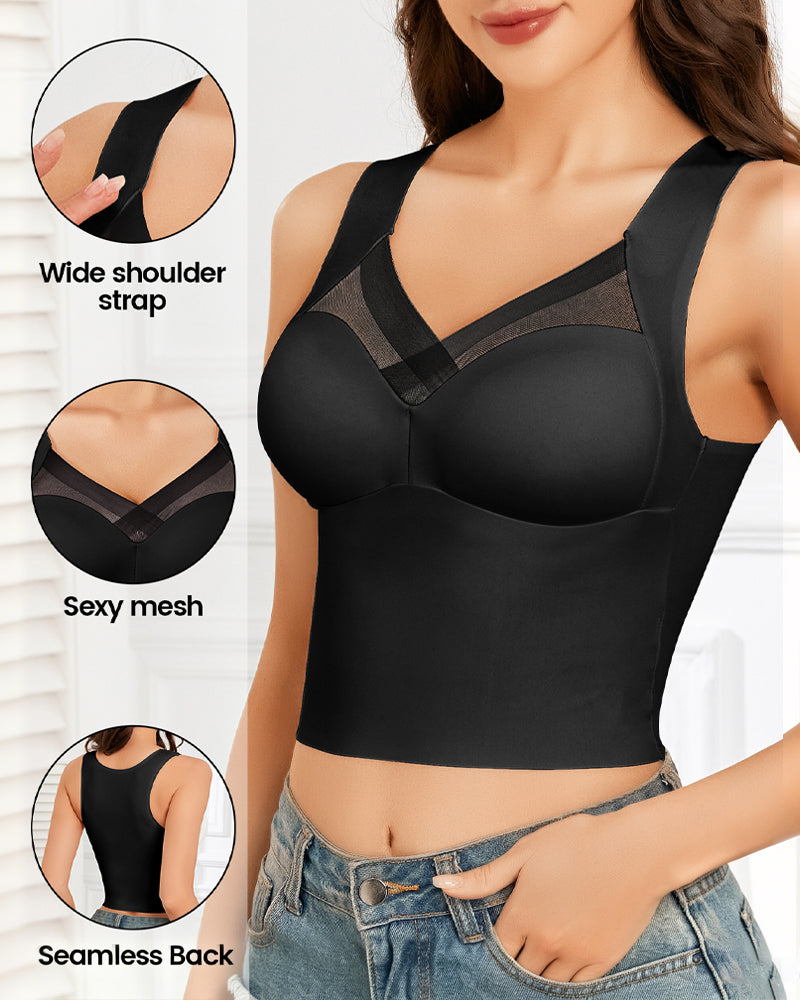 Débardeur Mesh-Splicing Soutien-Gorge Intégré