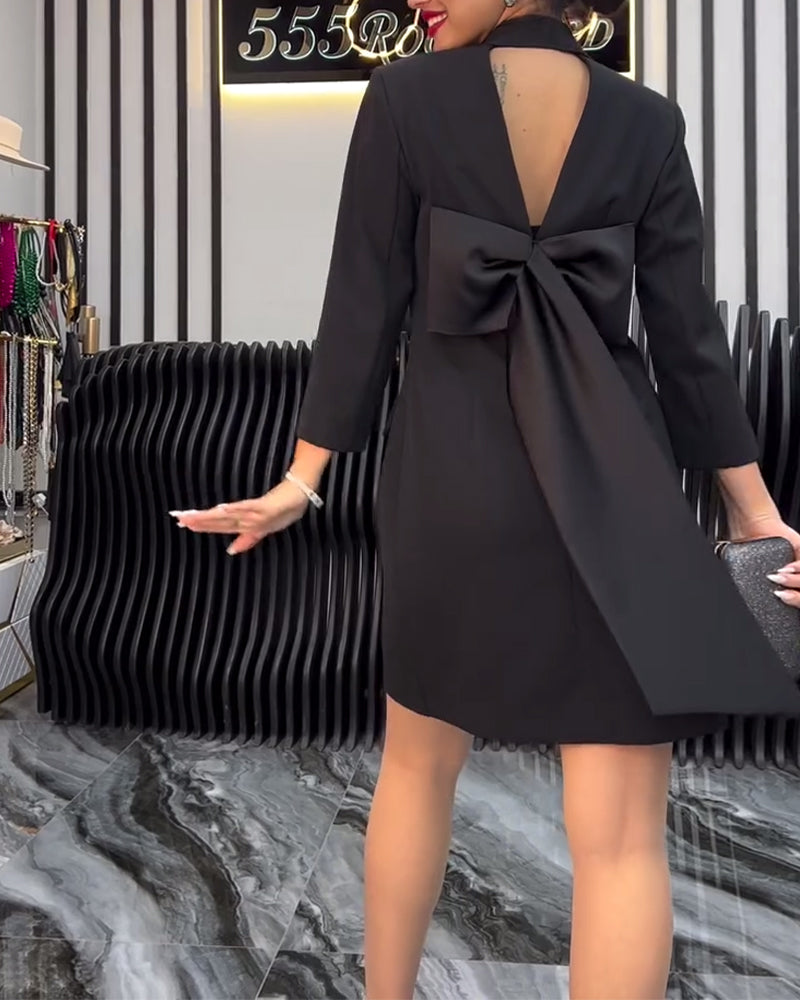 Robe Col Nœud Papillon Costume À Double Boutonnage