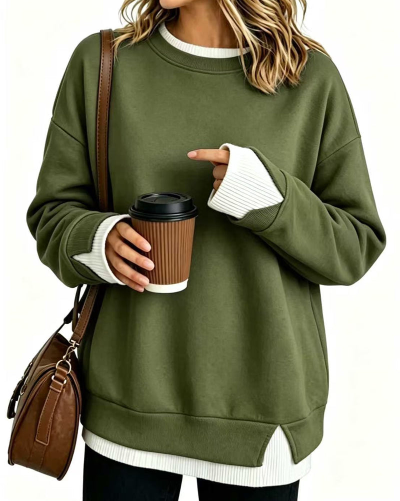 Sweat Faux Superposé Ample Manche Longue