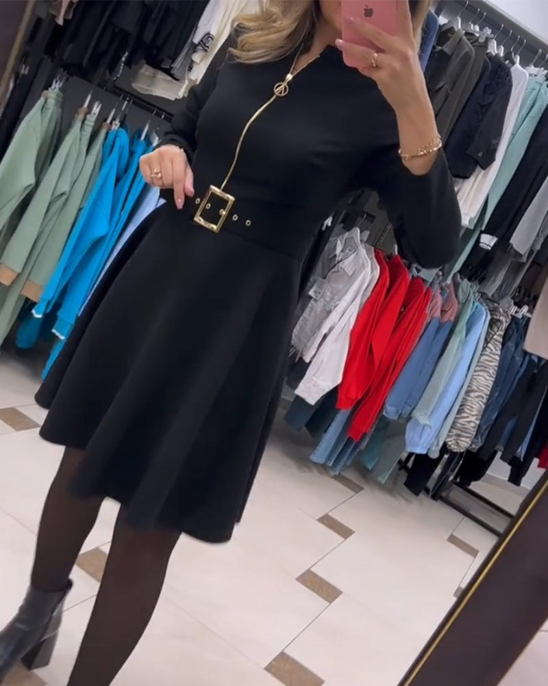 Robe simple de couleur unie à fermeture éclair