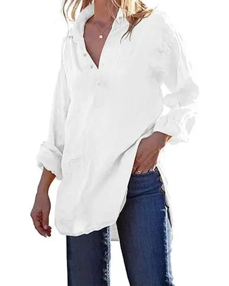 Chemise Coupe Lâche Unie Décontractée
