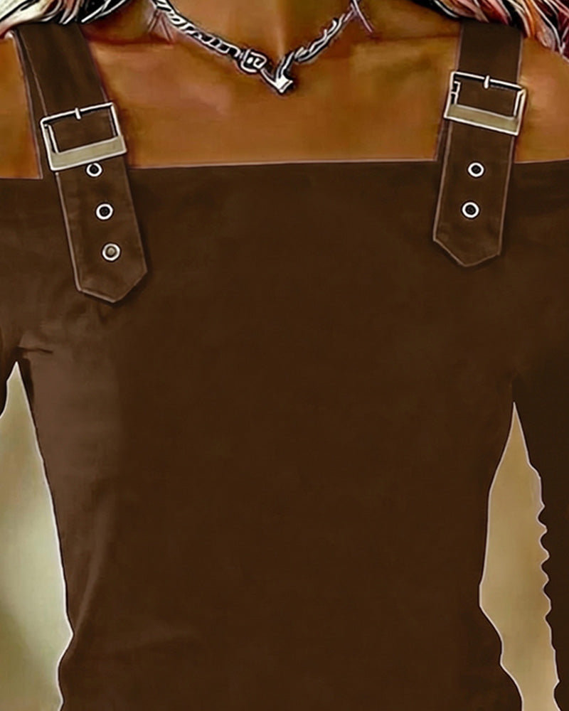 Haut Manche Longue Off-Épaule Camisole