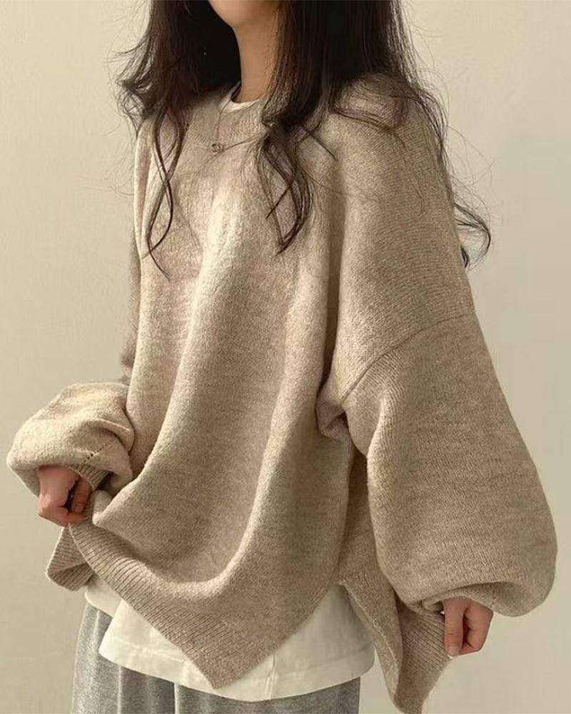 Pull Col Rond Côté Fente