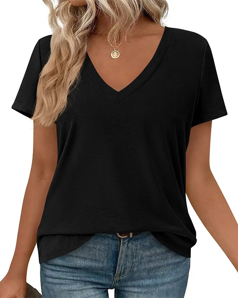 T-Shirt Pullover Col V Uni