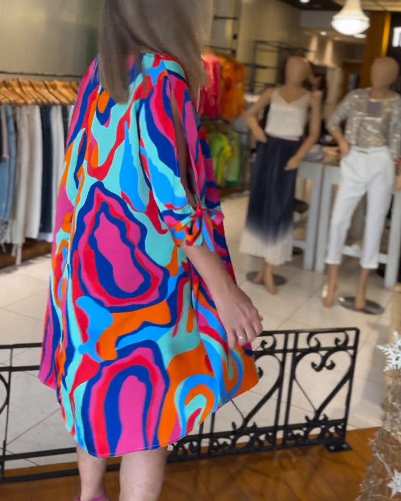 Robe ample imprimée à col rond