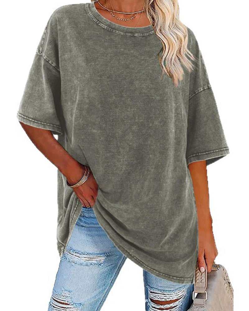 T-Shirt Coupe Loose Décontracté Manches Courtes