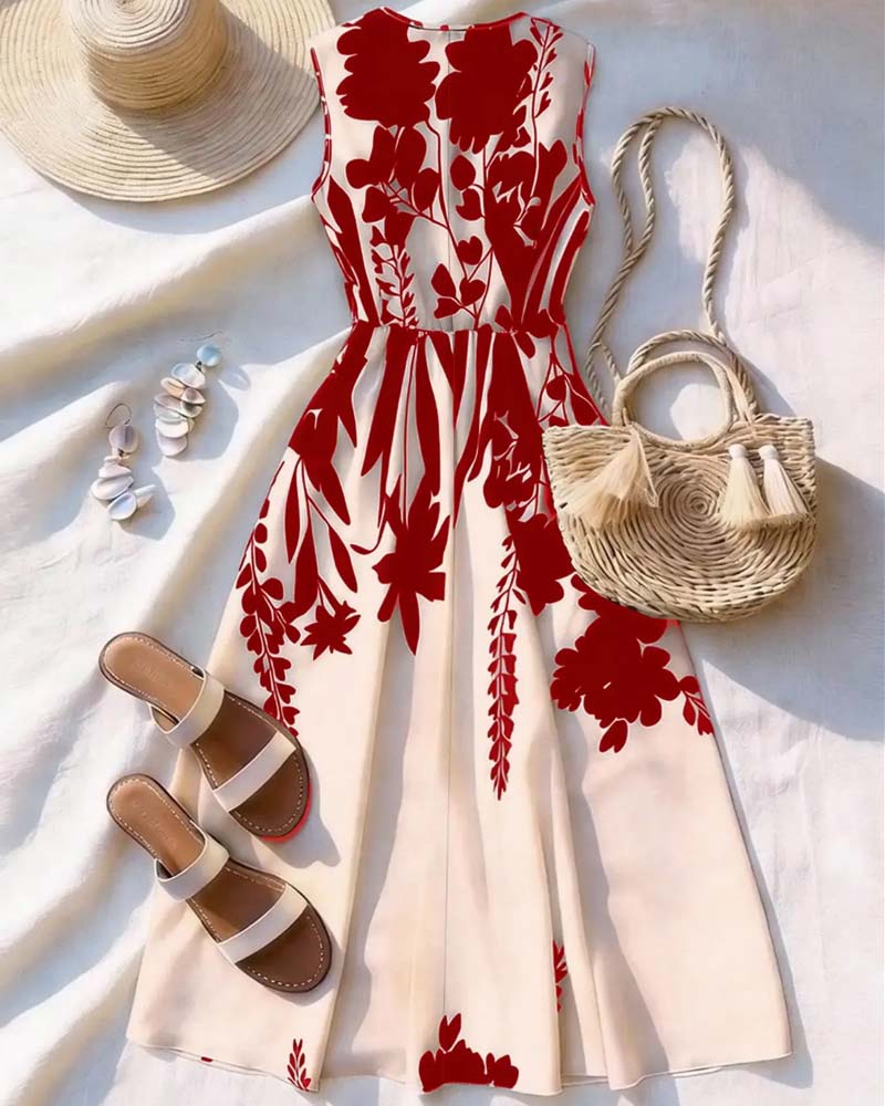 Robe Col En V Taille Coupe A Sans Manches