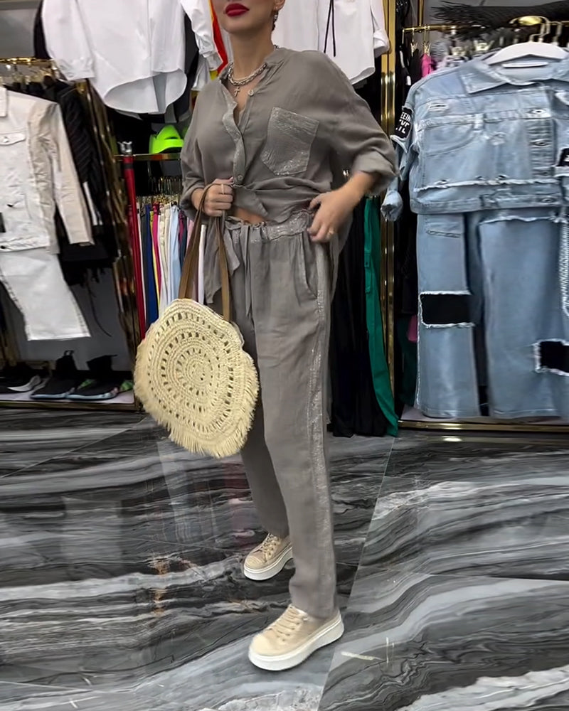 Costume Col Montant Poche Décontracté