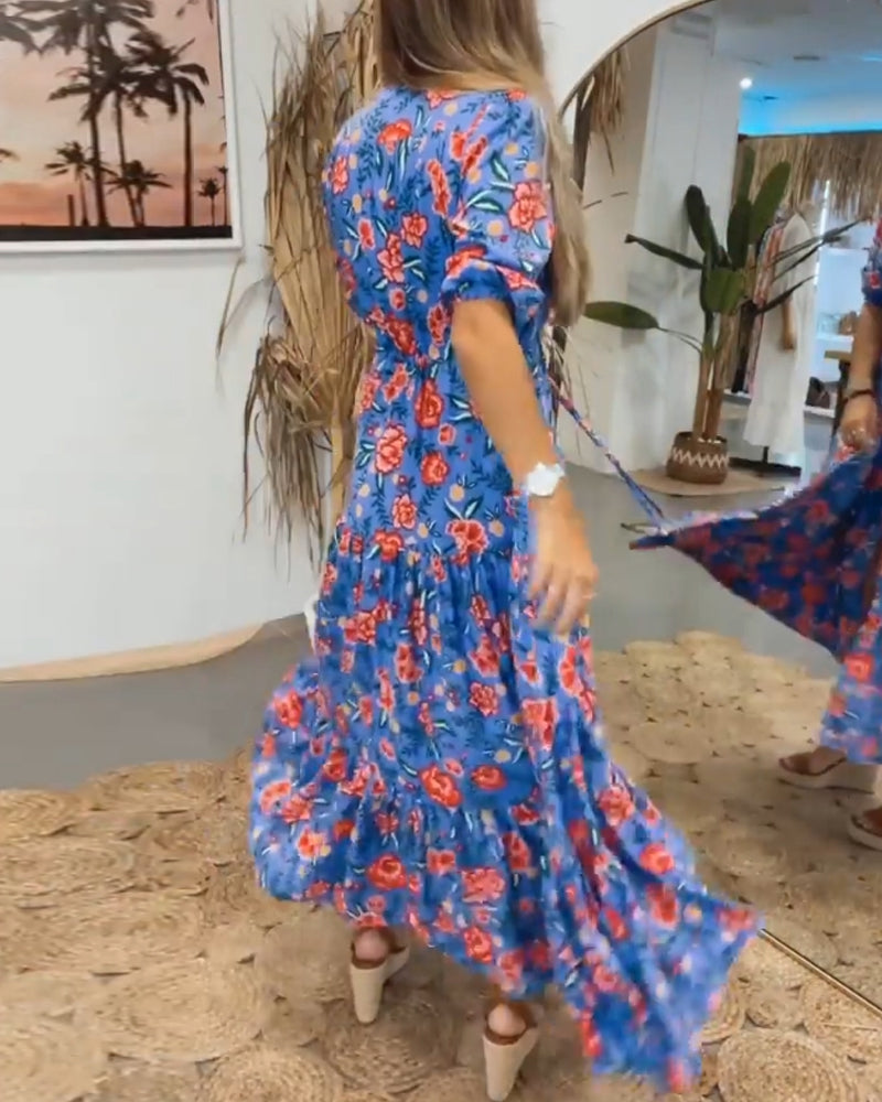 Robe à imprimé roses et fentes