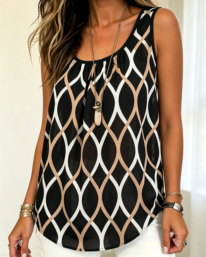 Tank Top Col U Sans Manches Ligne Lâche