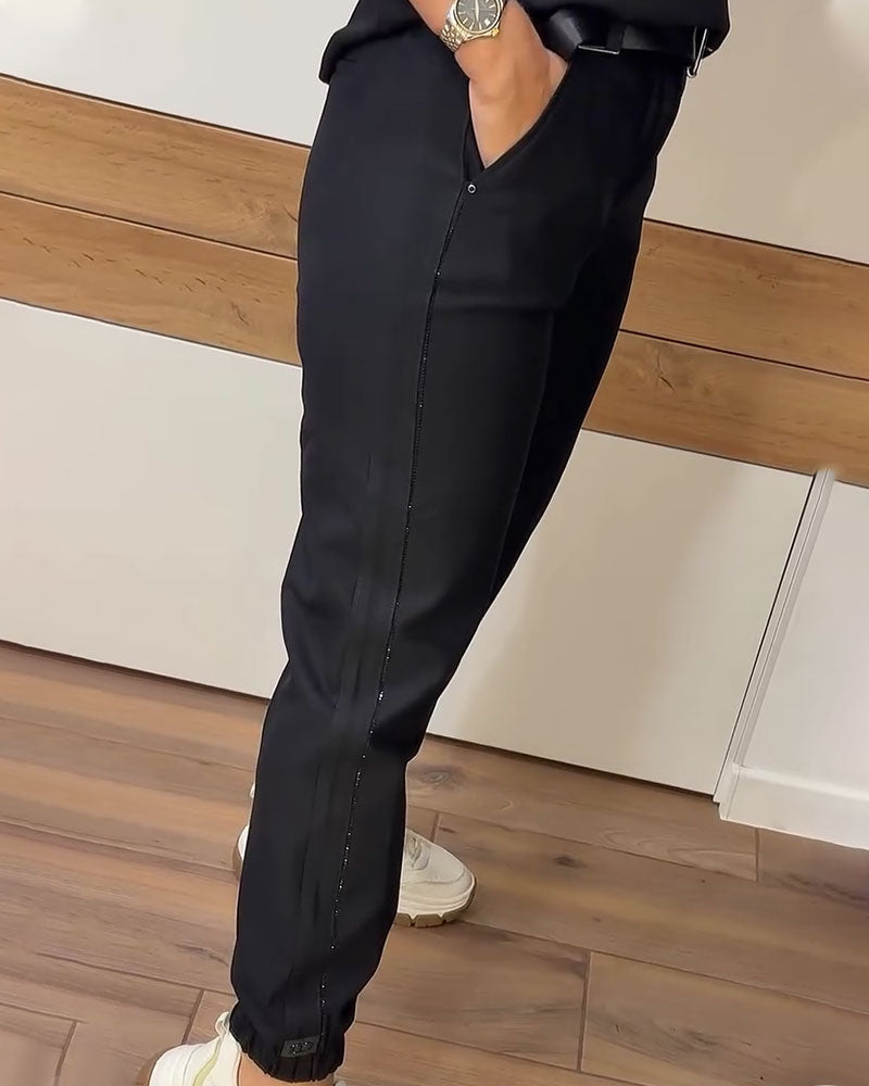 Pantalon Fuselé Poche Court