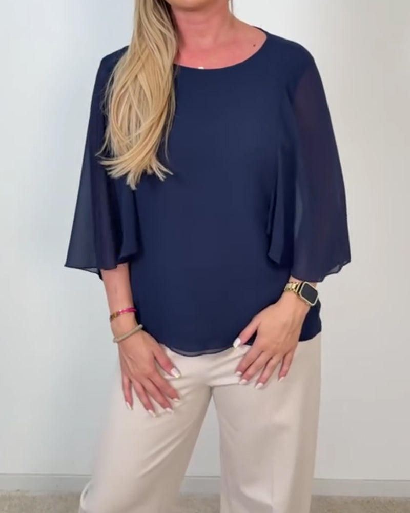 Blouse Manches Cloche Col Rond