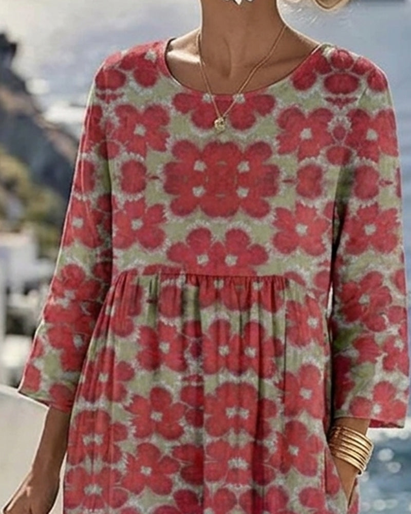 Robe à imprimé floral color block