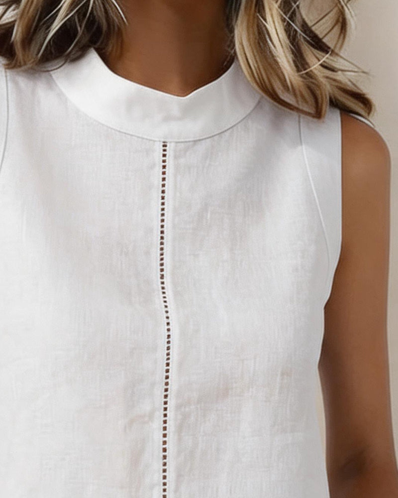 Tank Tops Sans Manches Découpe Unie