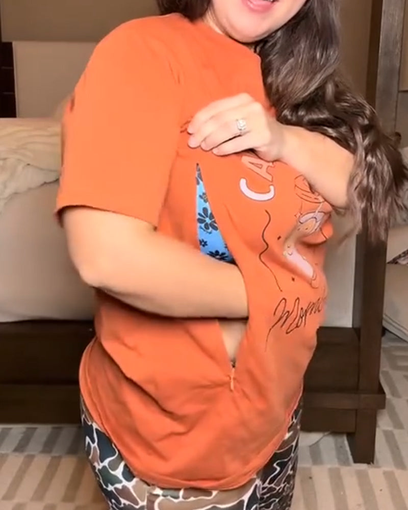 T-Shirt Imprimé Col Rond Allaitement