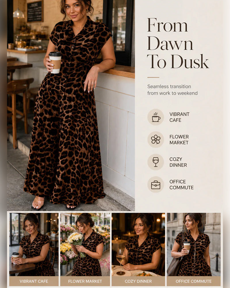 Robe Décontractée Imprimé Léopard Maxi