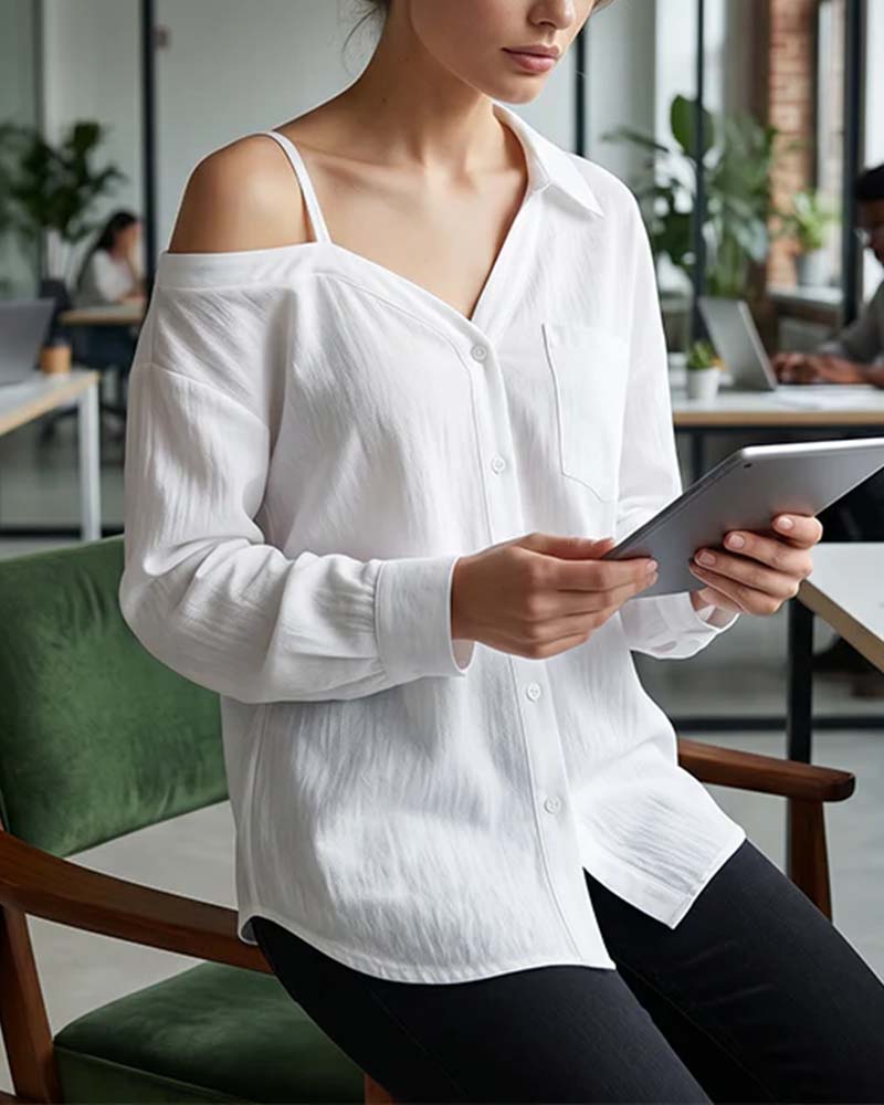 Chemise Une Épaule Texturée Cami