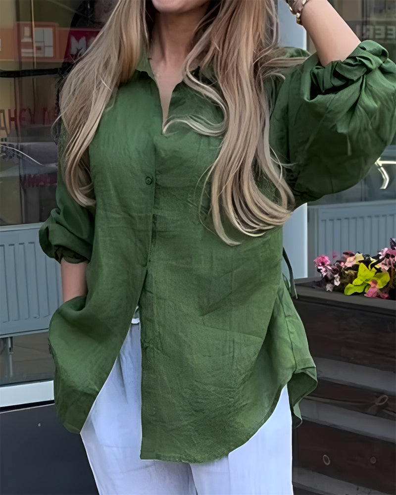 Blouse Taille Élastique Manche Lanterne