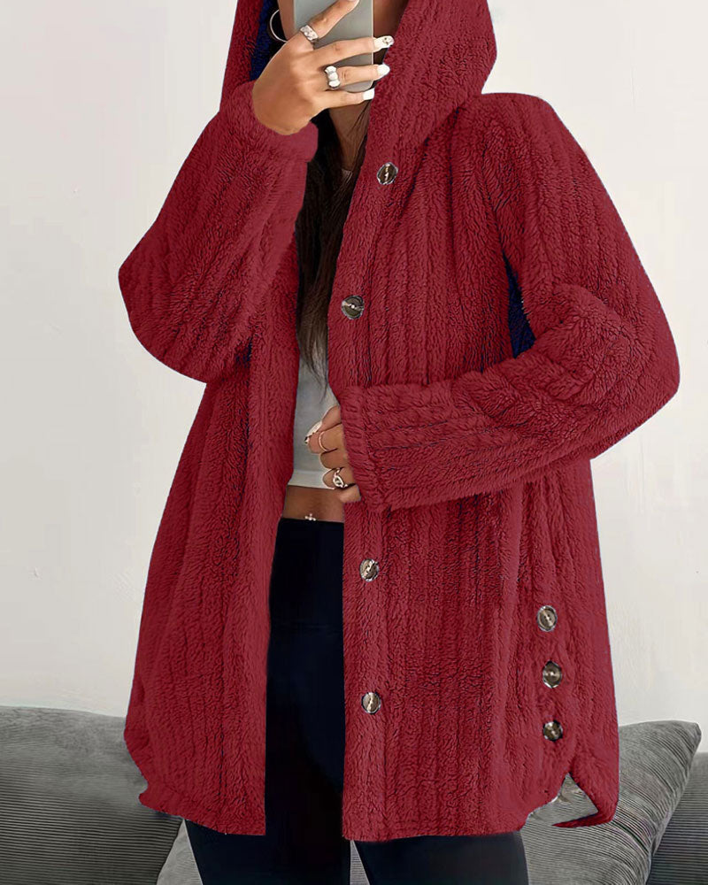 Manteau Uni Manches Longues