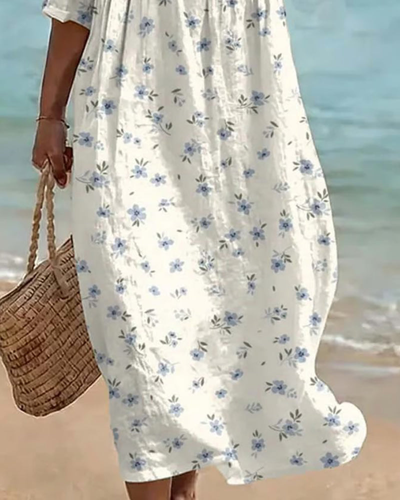 Robe Floral Col V Évidé