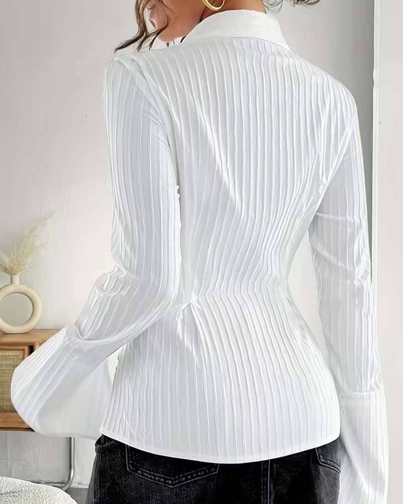 Chemise Poche Rayée Manche Évasée