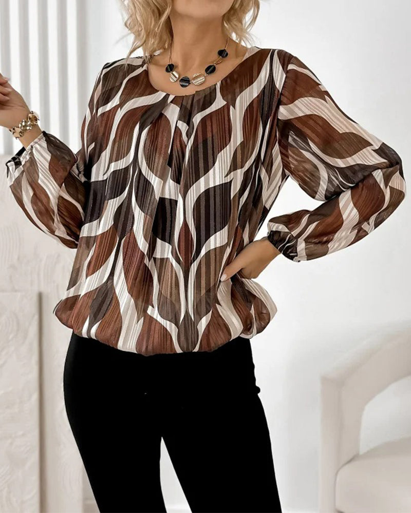 Blouse À Manches Ballon Et Col Rond