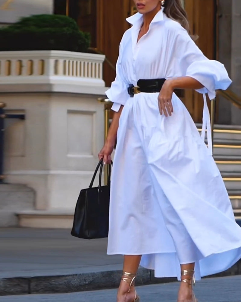 Robe décontractée ample et complète de couleur unie