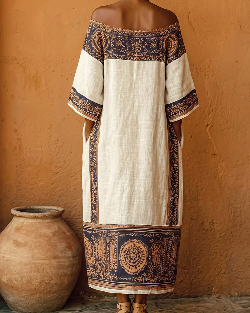Robe Une Épaule À La Mode Imprimé Longue