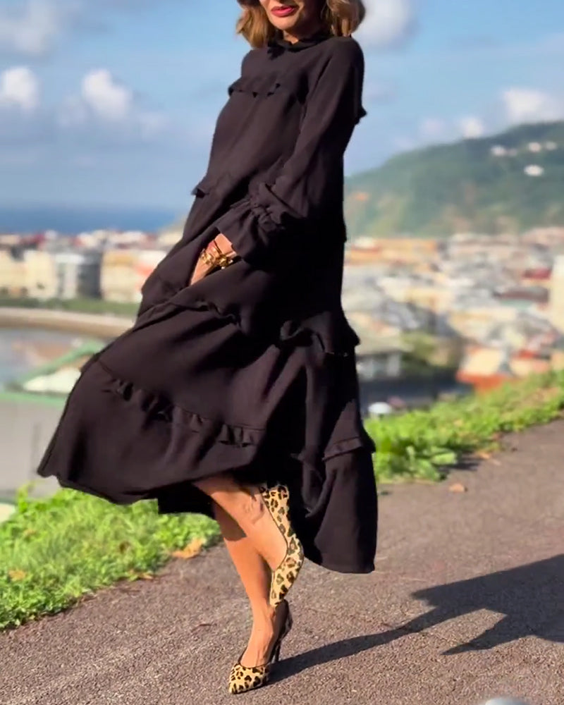 Robe décontractée de style doux de couleur unie