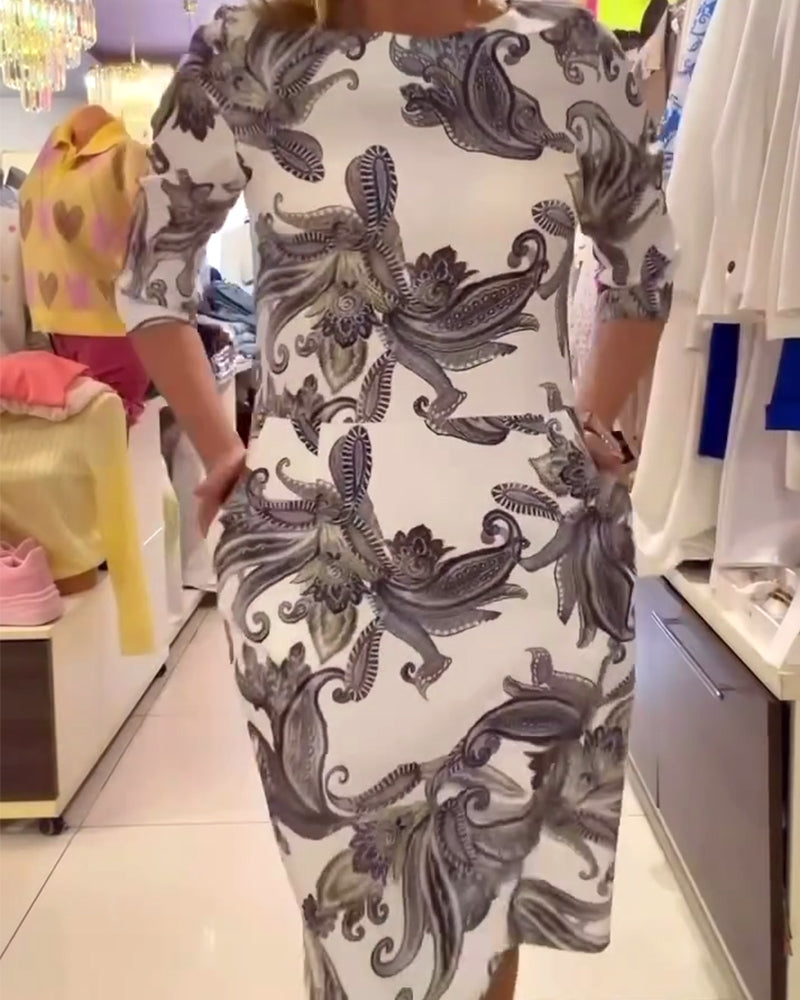 Robe Fleur De Cajou Col Rond Mode