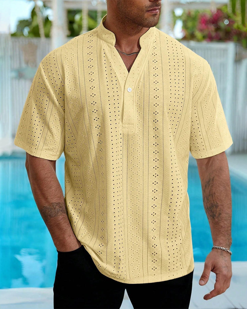Chemise Ajourée Col Montant Homme