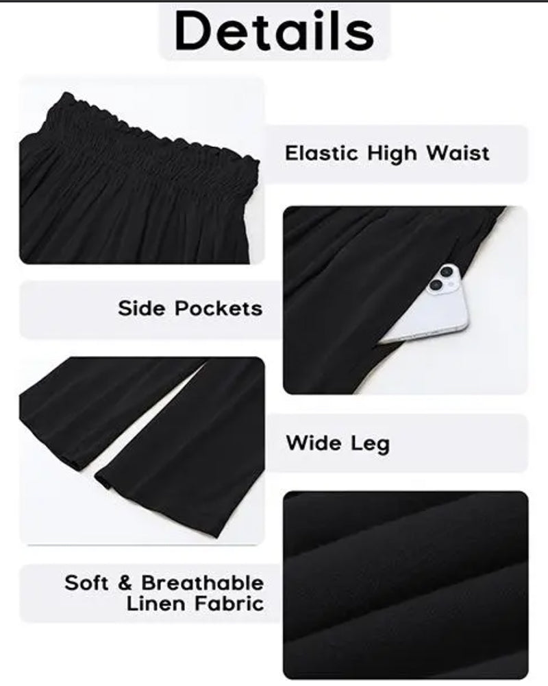 Pantalon Volant Taille Haute Large Jambe Racourci