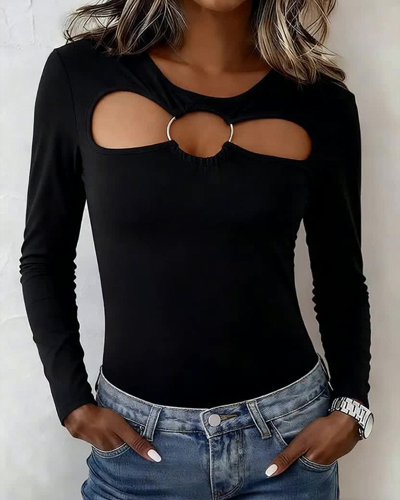 T-Shirt Ajouré Boucle Anneau Ajusté