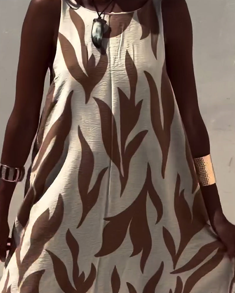 Robe Sans Manches Dos Nu Imprimée