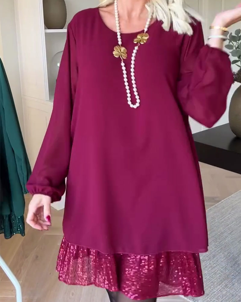 Robe Col Rond Ample Patchwork