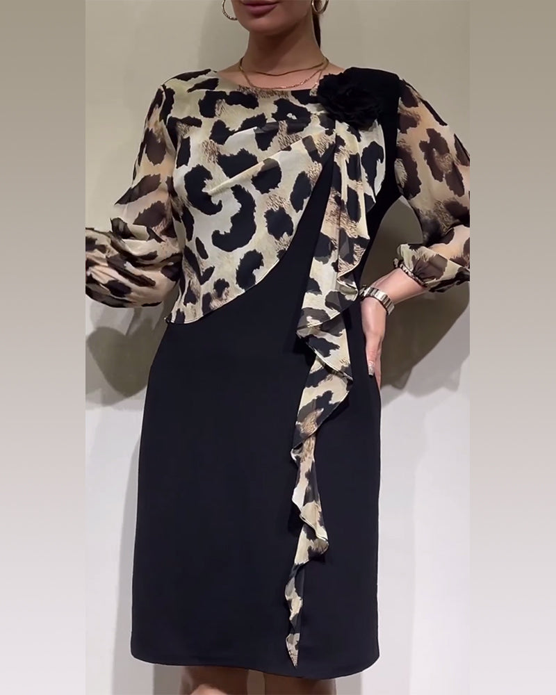 Robe patchwork imprimé léopard