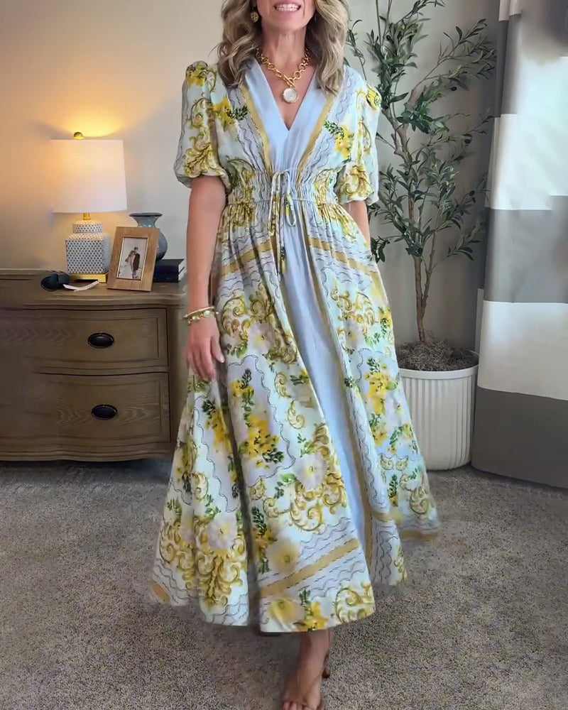 Robe Imprimé Floral Col V Ligne A