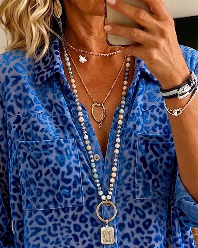 Chemise Léopard Poche Bouton