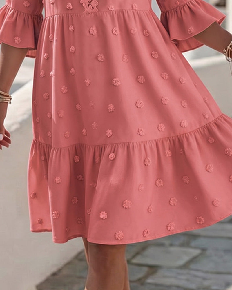 Robe Col V Dentelle Patchwork