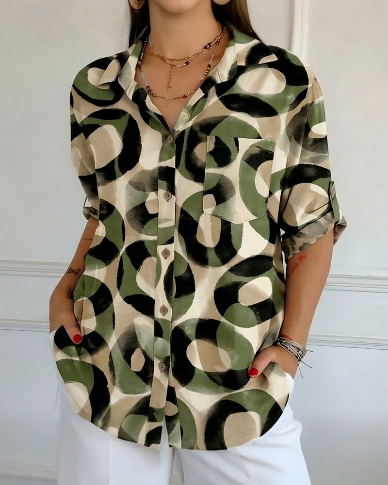 Chemise Imprimé Circulaire Coupe Décontractée