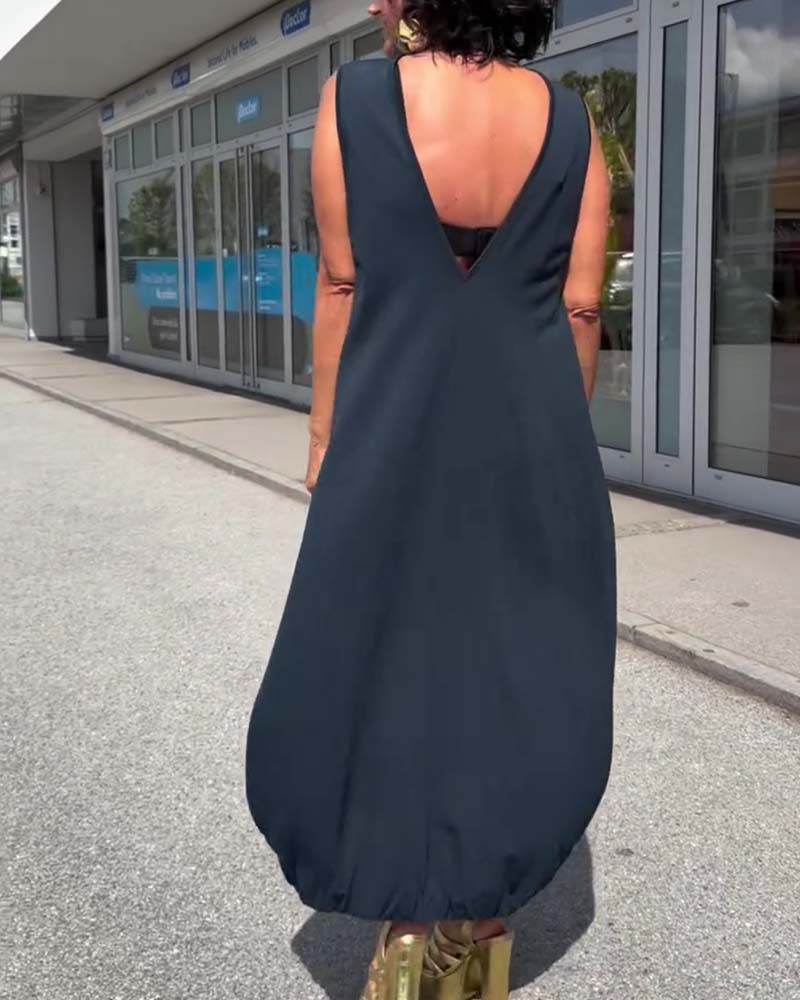 Robe Col Mock Sans Manches Lâche