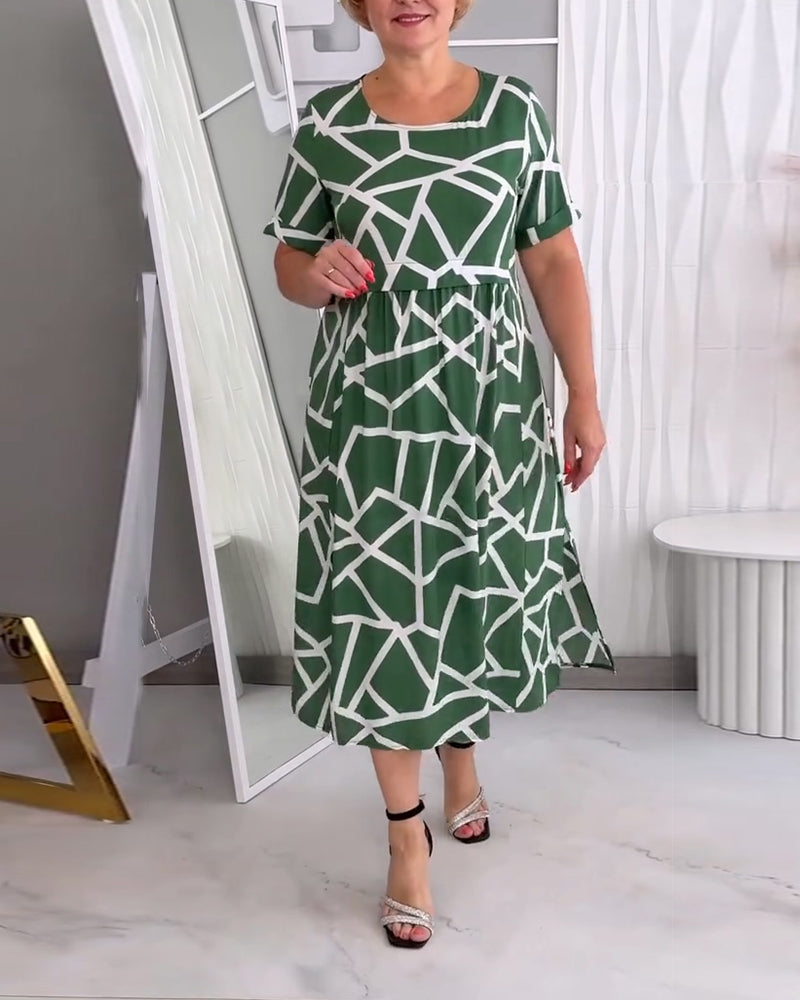 Robes Col Rond Patchwork Décontracté Ample