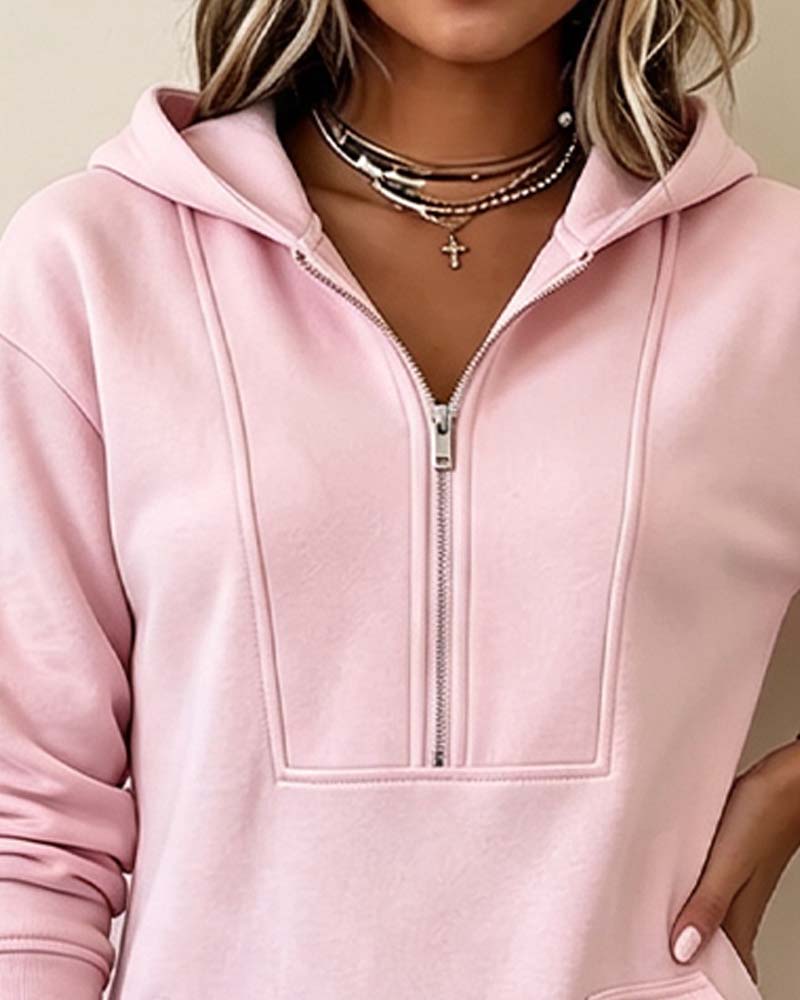 Robe Capuche Fermeture Éclair Poche
