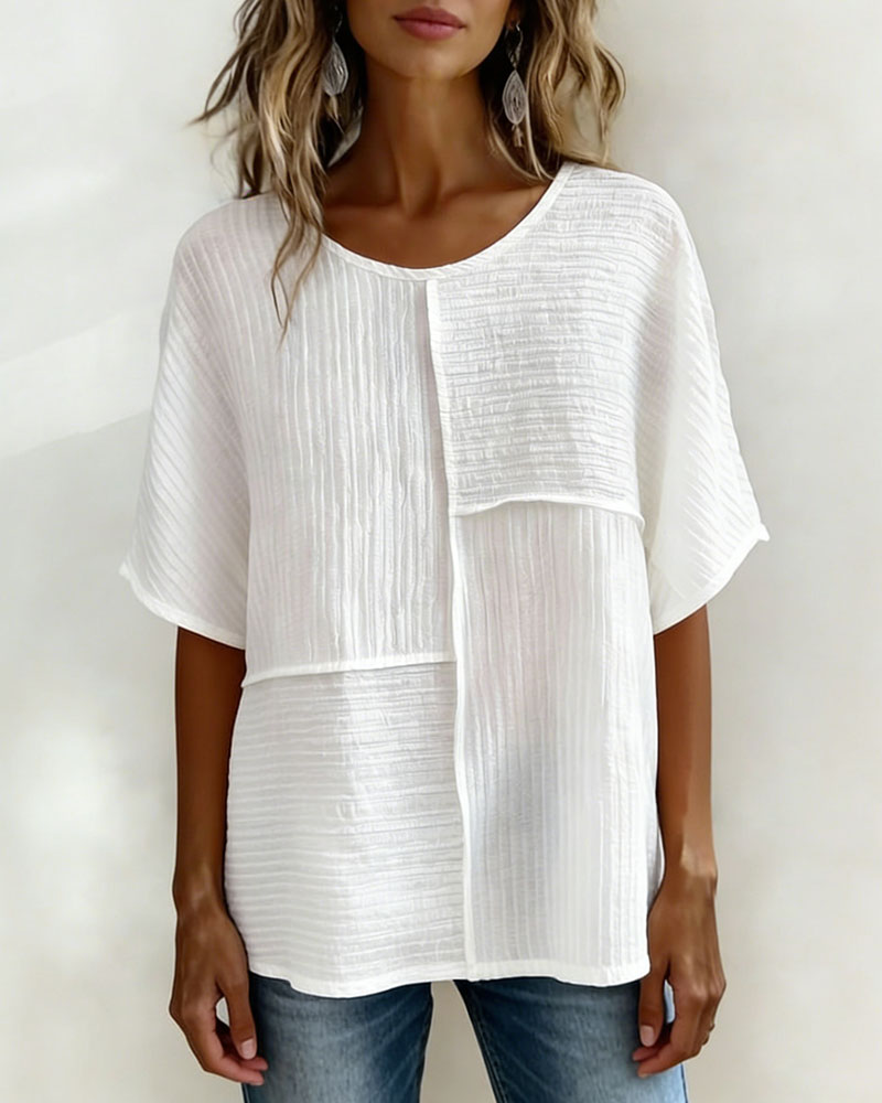 Haut Vertical Texturé Patchwork Lâche
