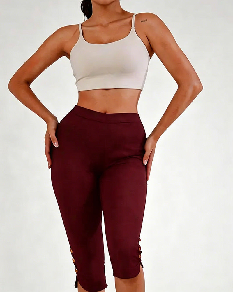 Leggings Uni Ajusté Raccourci