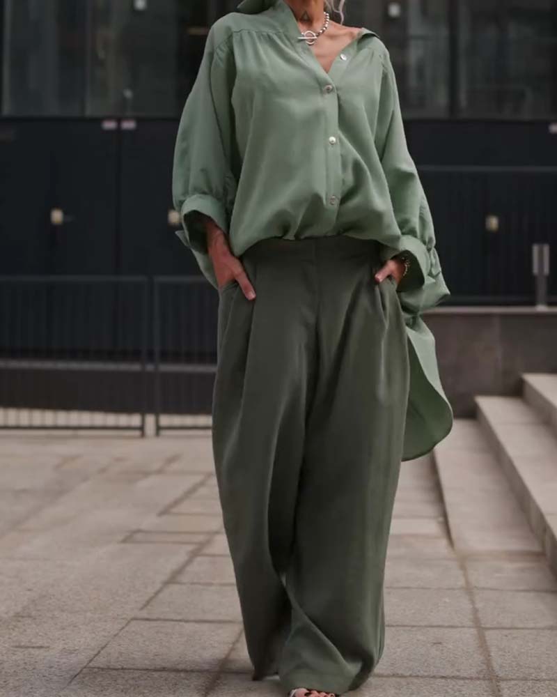 Chemise Décontractée Uni Manches Longues